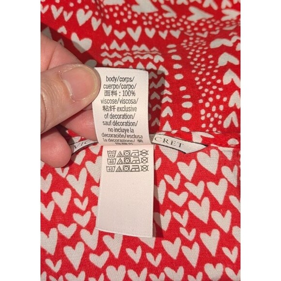 Victoria's Secret Robe OS Women's Red Heart Print Tie Front Kimono Sleepwear - Picture 7 of 7